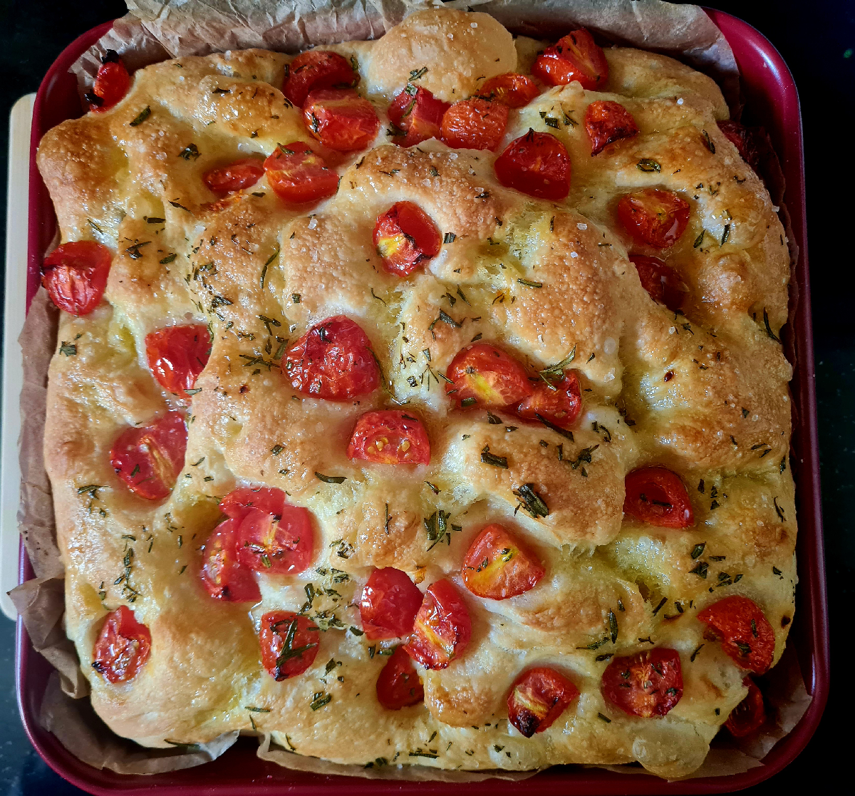 Focaccia with cherry tomatoes