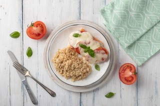 Salmon caprese with rice