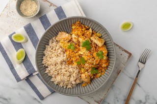 Pavo oriental con arroz