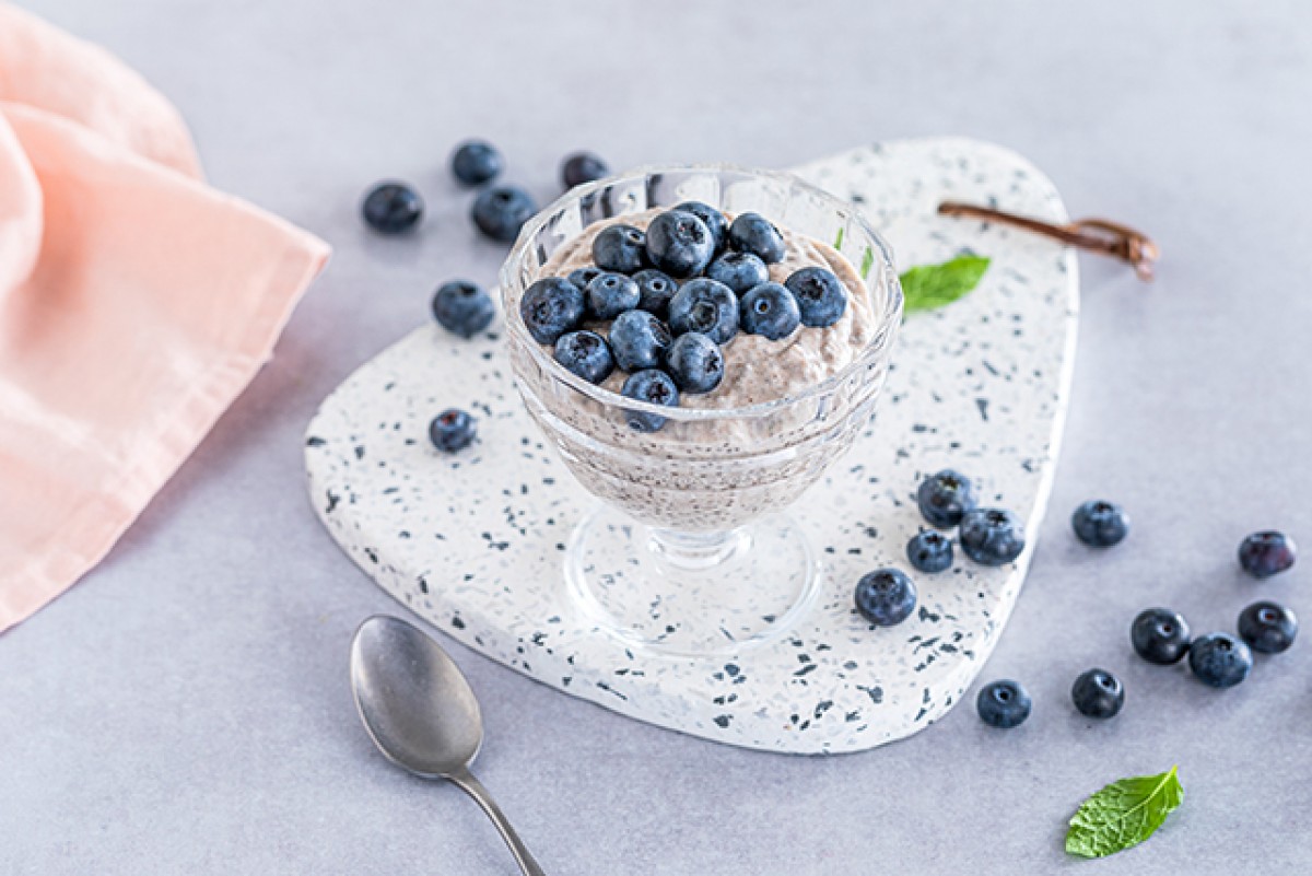 Coconut and banana flavoured chia pudding