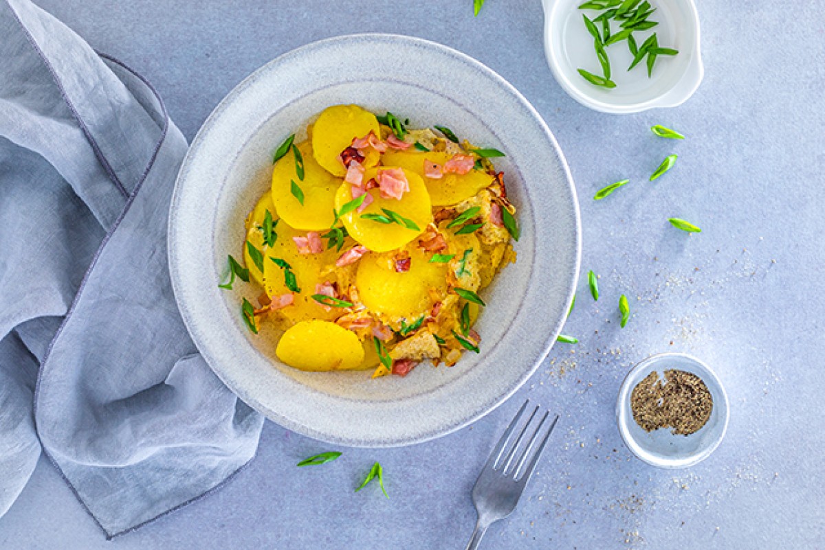 Aardappelsalade met ham en ui