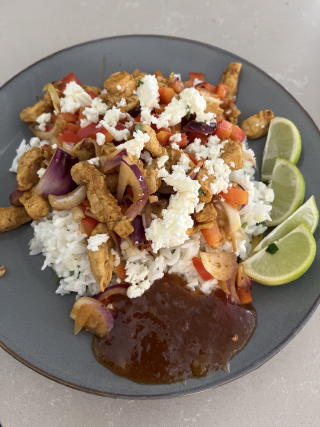 kipfajita met paprika en rijst