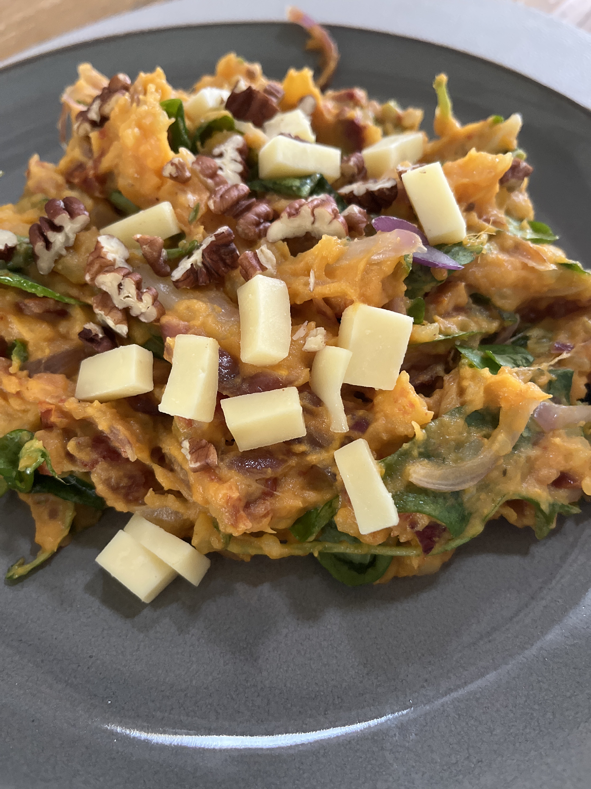 zoete aardappelstampot met kaas